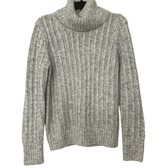 BANANA REPUBLIC Alpaca Wool Blend Marled Smokey Gray Italian Yarn Turtleneck M - Picture 1 of 7